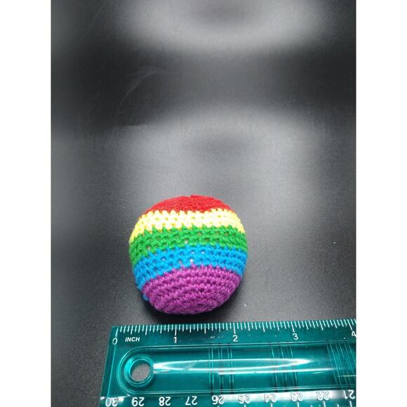 Lot of 5 Vintage 90s Crochet Rainbow Footbags Hacky Sack Style Hippy Bean Bags - Picture 7 of 9